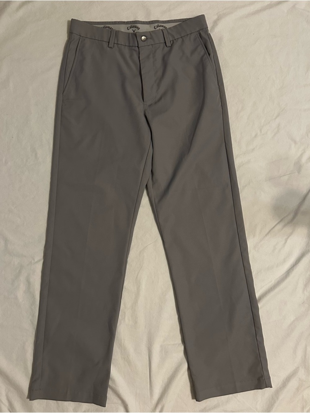 Men’s Callaway Golf Pants Size 32x32 Gray Flat Front Pockets Stretch